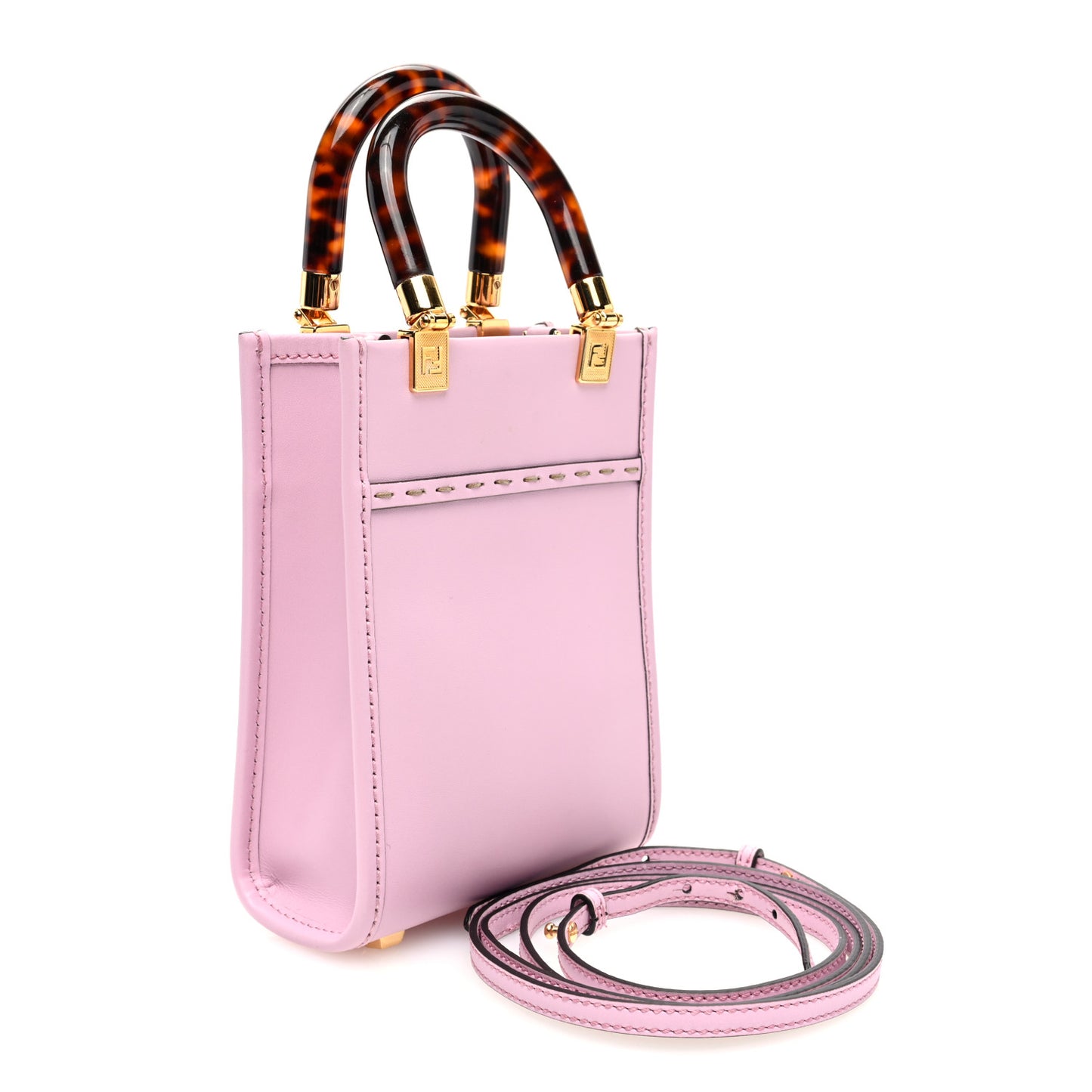 Vitello King Plexiglass Logo Embossed Mini Fendi Sunshine Shopper Tote Lavanda
