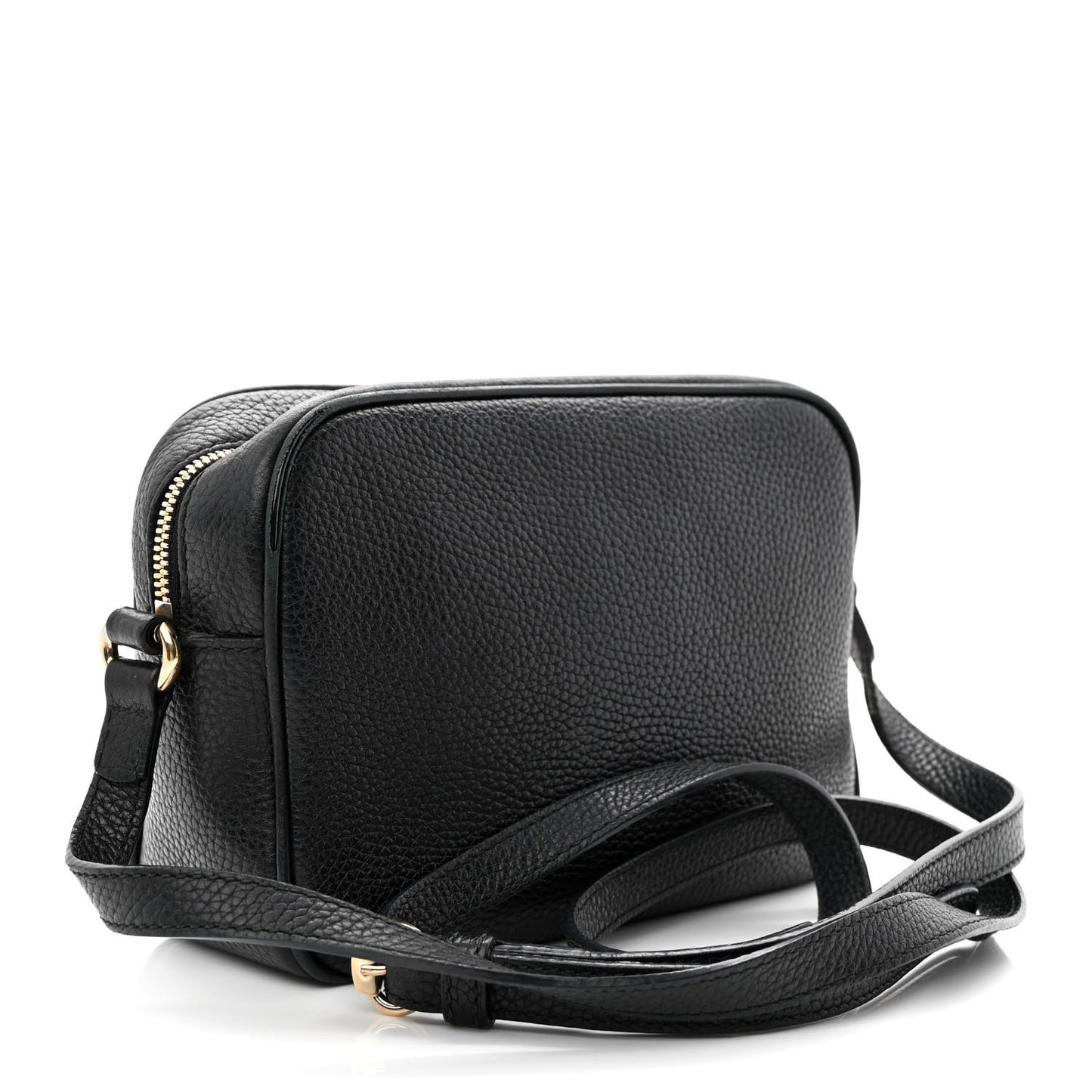 Pebbled Calfskin Small Soho Disco Bag Black