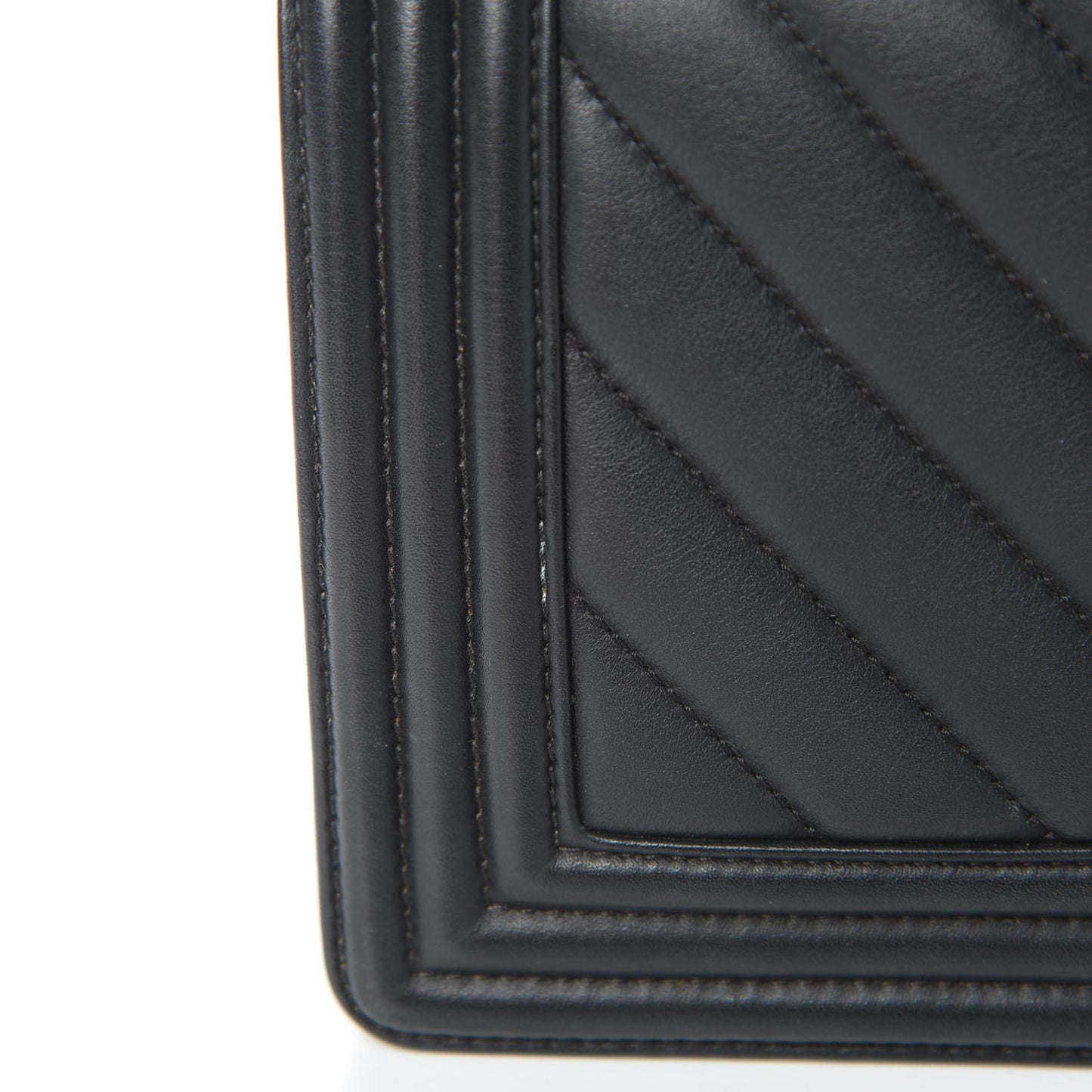 Calfskin Chevron Quilted Medium Boy Flap Black