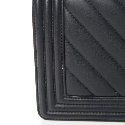 Chanel Calfskin Chevron Quilted Medium Boy Flap Black 14 of 14