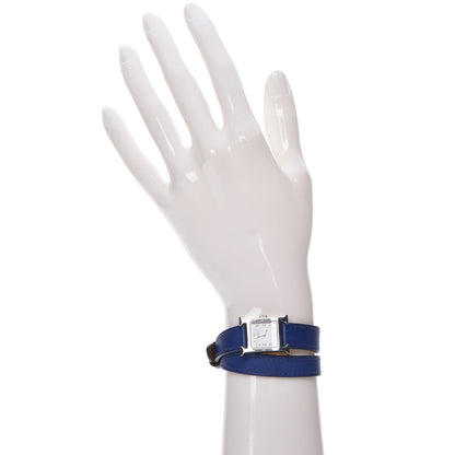 Hermes Stainless Steel Swift 17.2mm Heure H Hour Double Tour Quartz Watch Bleu Electrique 2 of 10