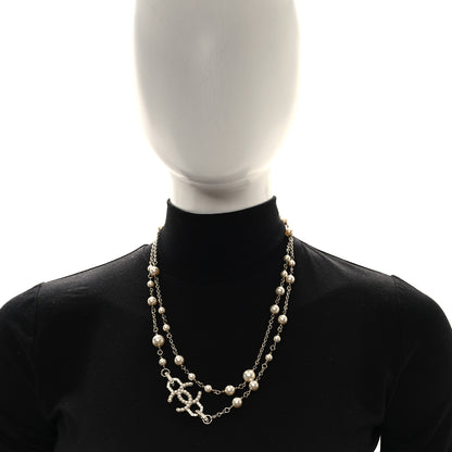 Chanel Pearl Crystal CC Vendome Long Necklace   Golden Pearly White 2 of 5