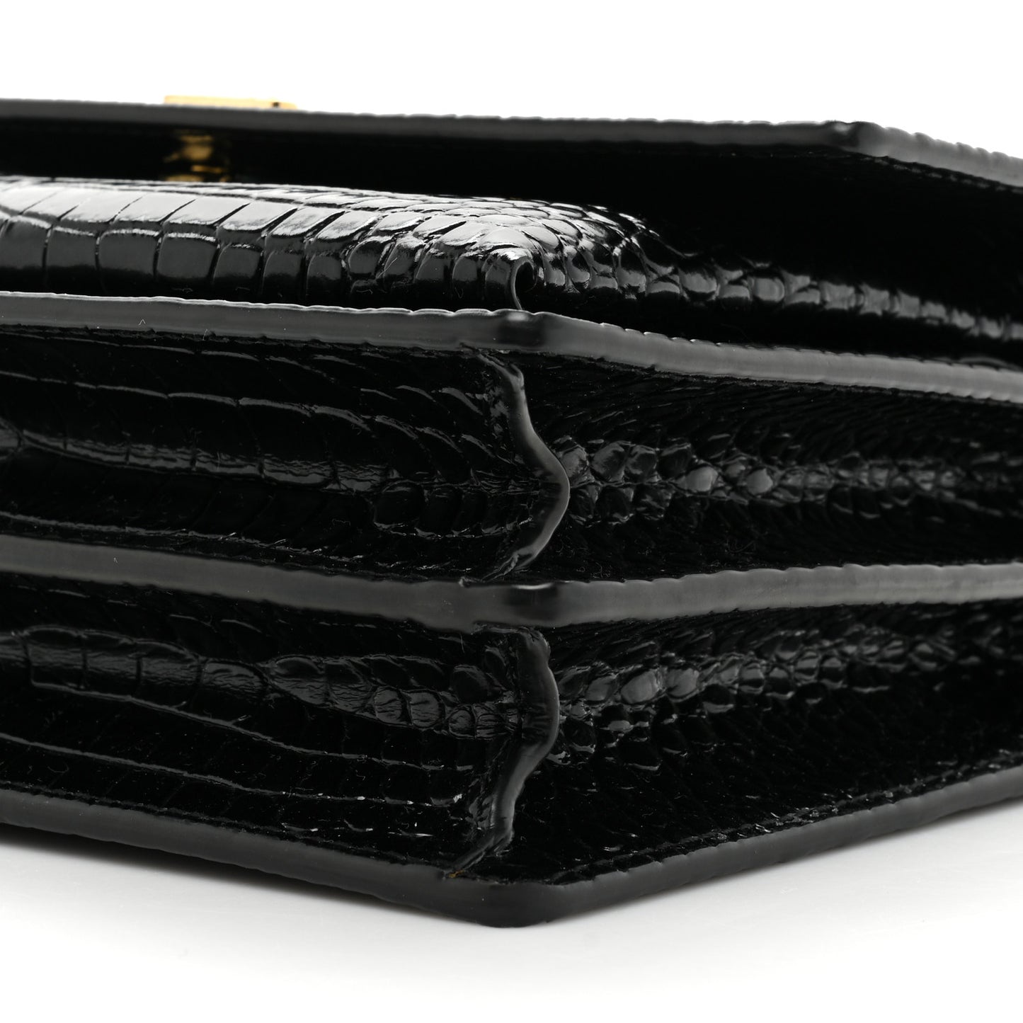 Calfskin Crocodile Embossed Medium Monogram Sunset Black
