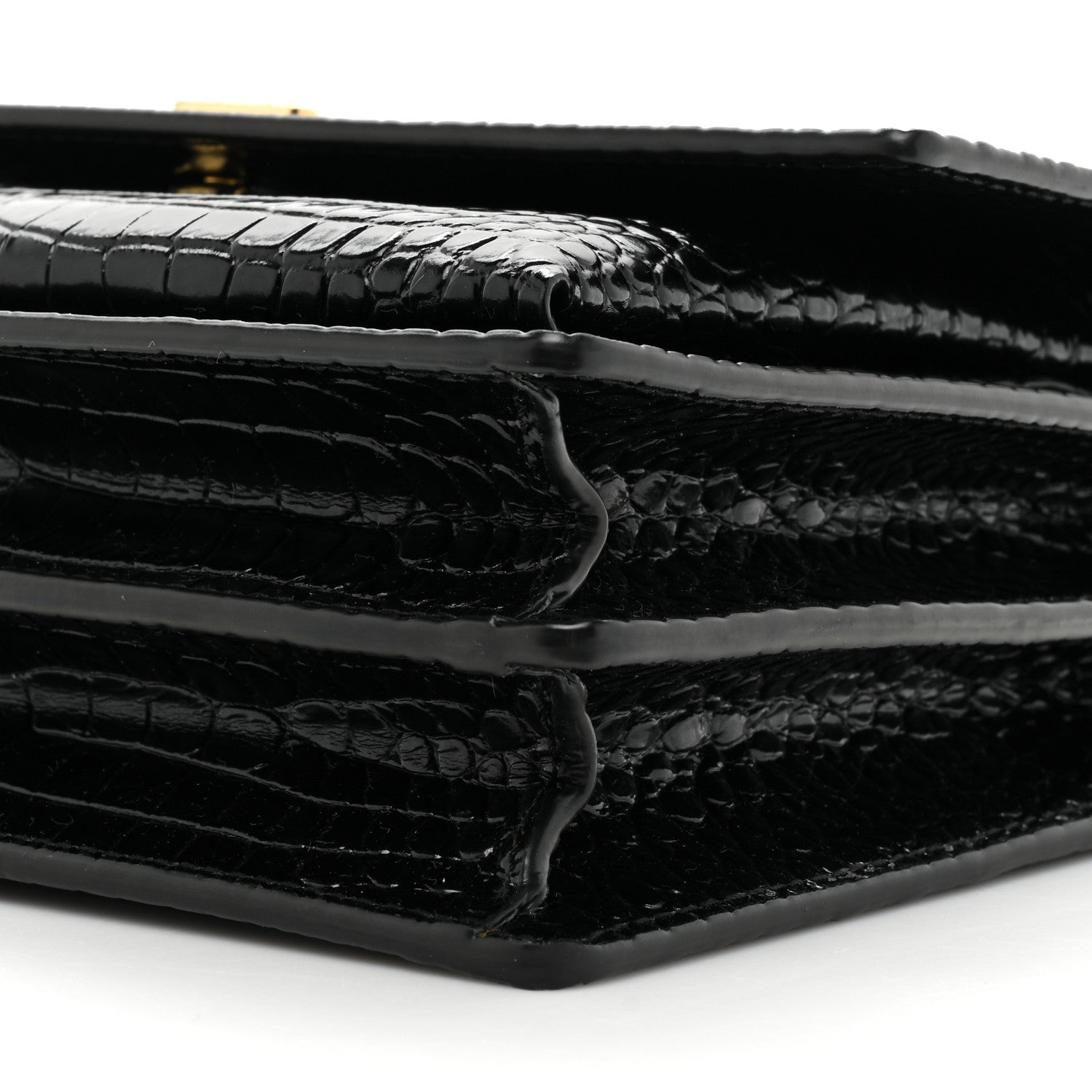 Saint Laurent Calfskin Crocodile Embossed Medium Monogram Sunset Black 9 of 14