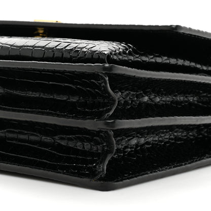 Saint Laurent Calfskin Crocodile Embossed Medium Monogram Sunset Black 9 of 14