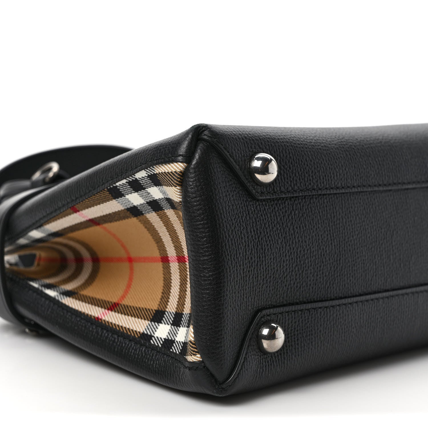 Burberry Grainy Calfskin House Check Small Banner Tote Black 9 of 11