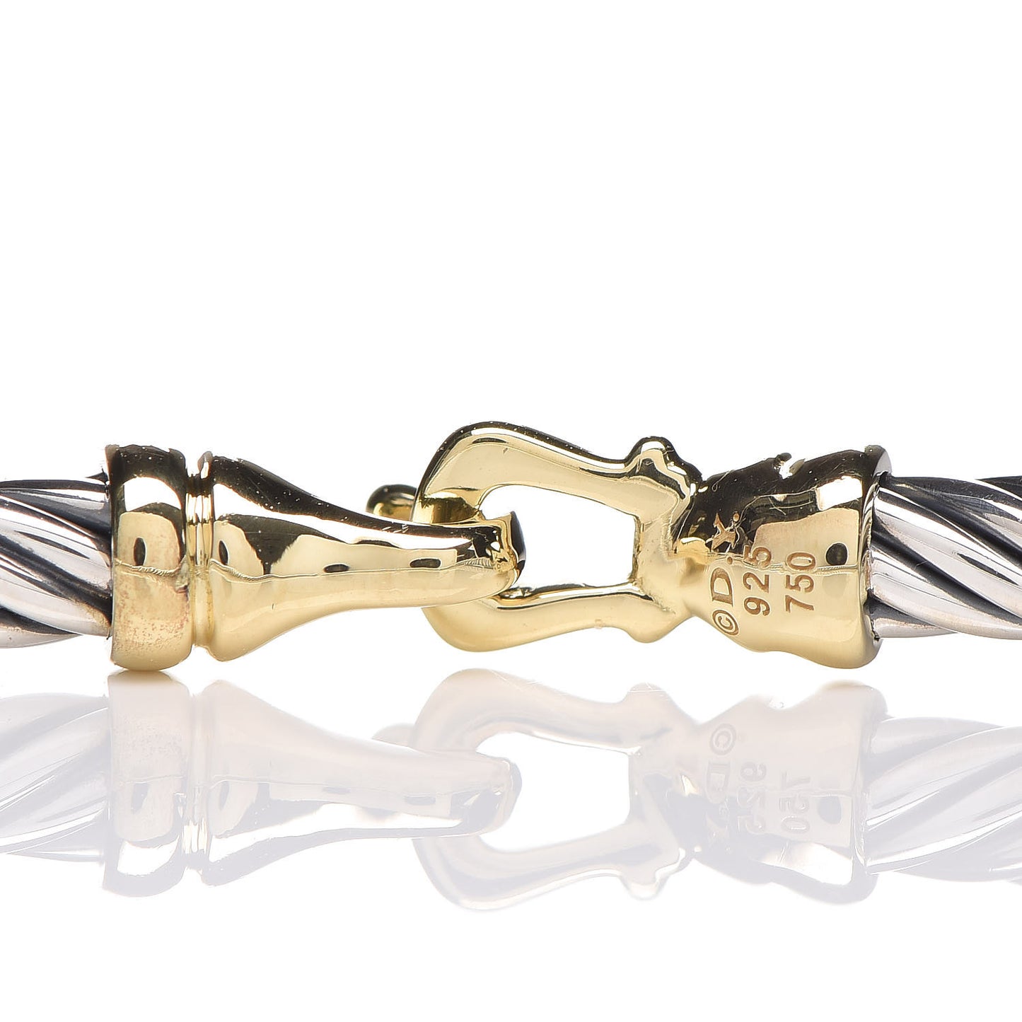 Sterling Silver 18K Yellow Gold 3mm Cable Buckle Bracelet