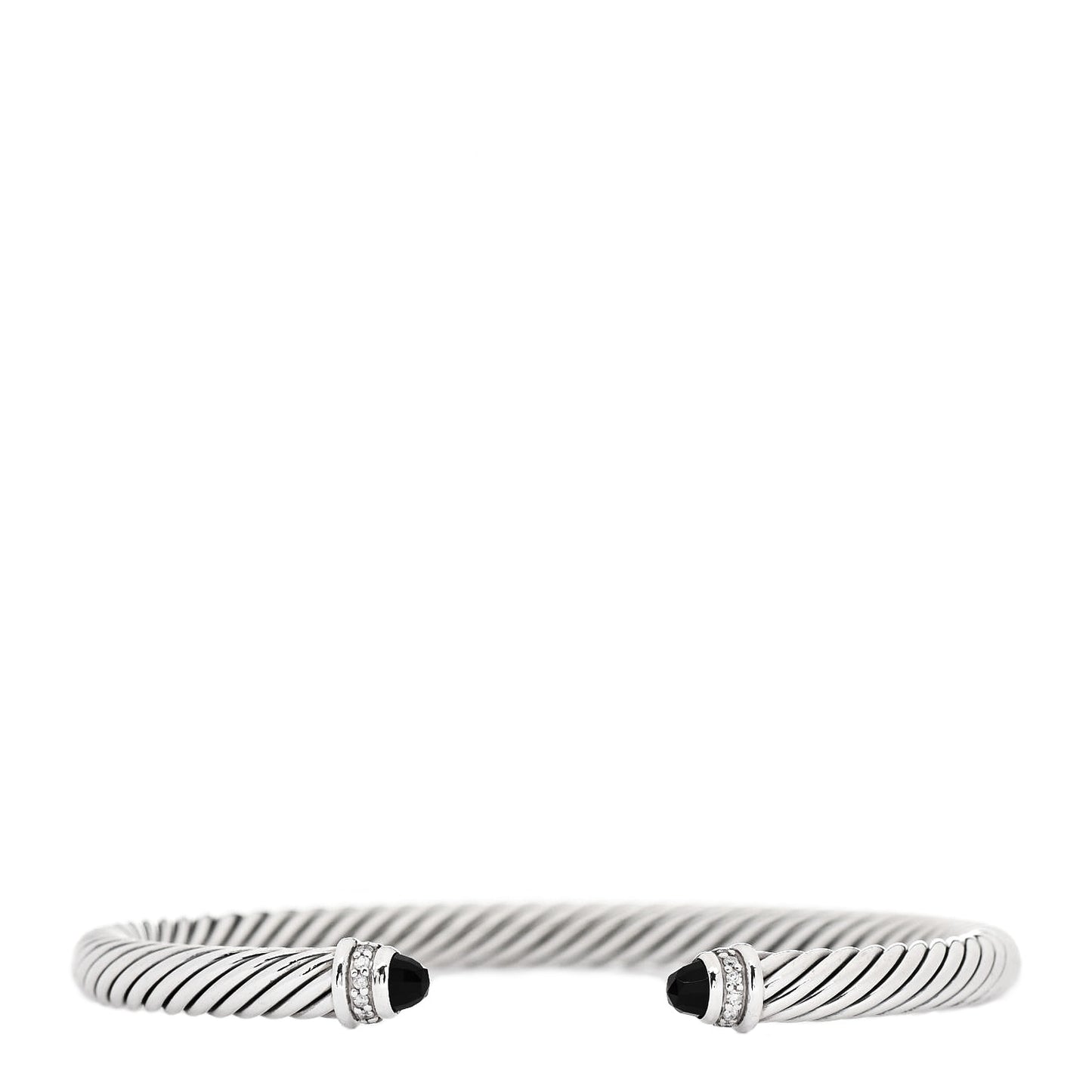 Sterling Silver Diamond Black Onyx 5mm Cable Classics Bracelet