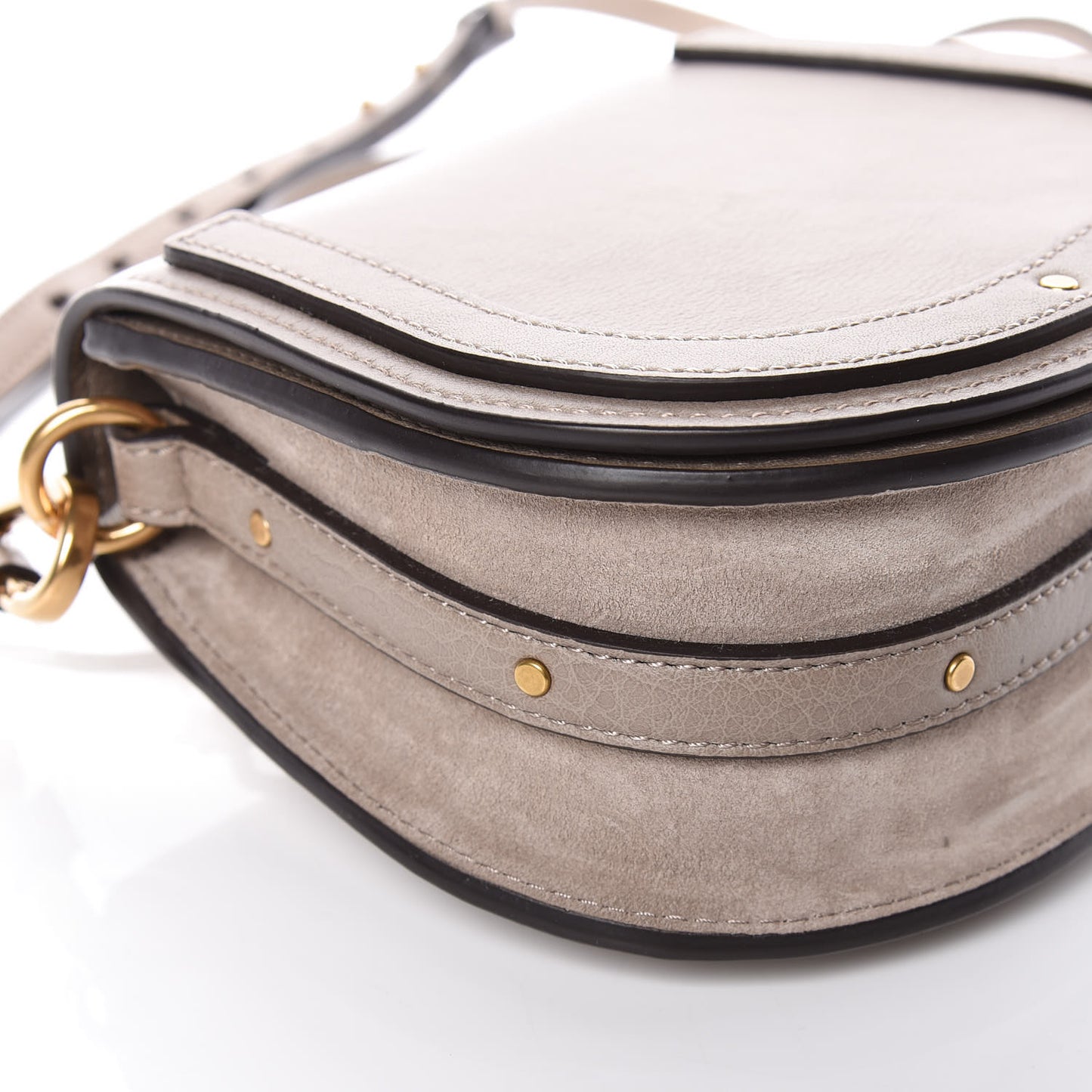 Calfskin Suede Small Nile Bracelet Bag Motty Grey