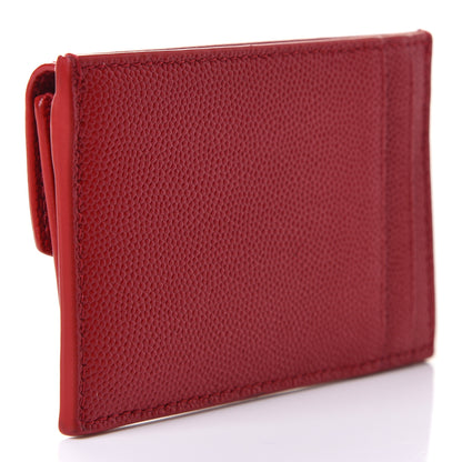 Saint Laurent Grain De Poudre Uptown Monogram Card Case Rouge Eros 3 of 7