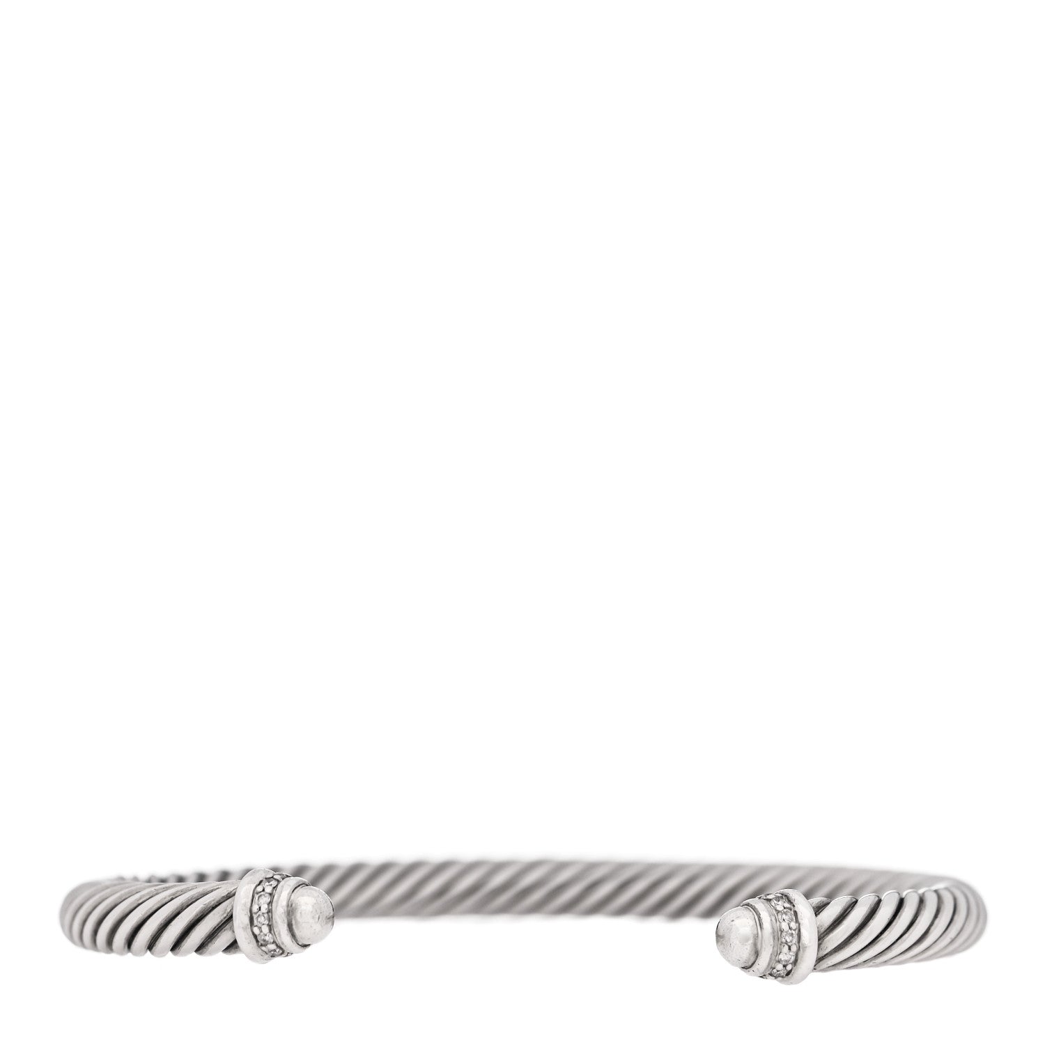 David Yurman Sterling Silver Diamond 5mm Cable Classics Dome Bracelet 1 of 4