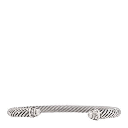David Yurman Sterling Silver Diamond 5mm Cable Classics Dome Bracelet 1 of 4