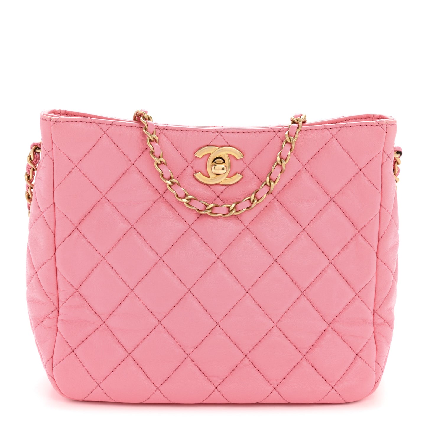 Lambskin Quilted Small Pearl Crush Hobo Pink