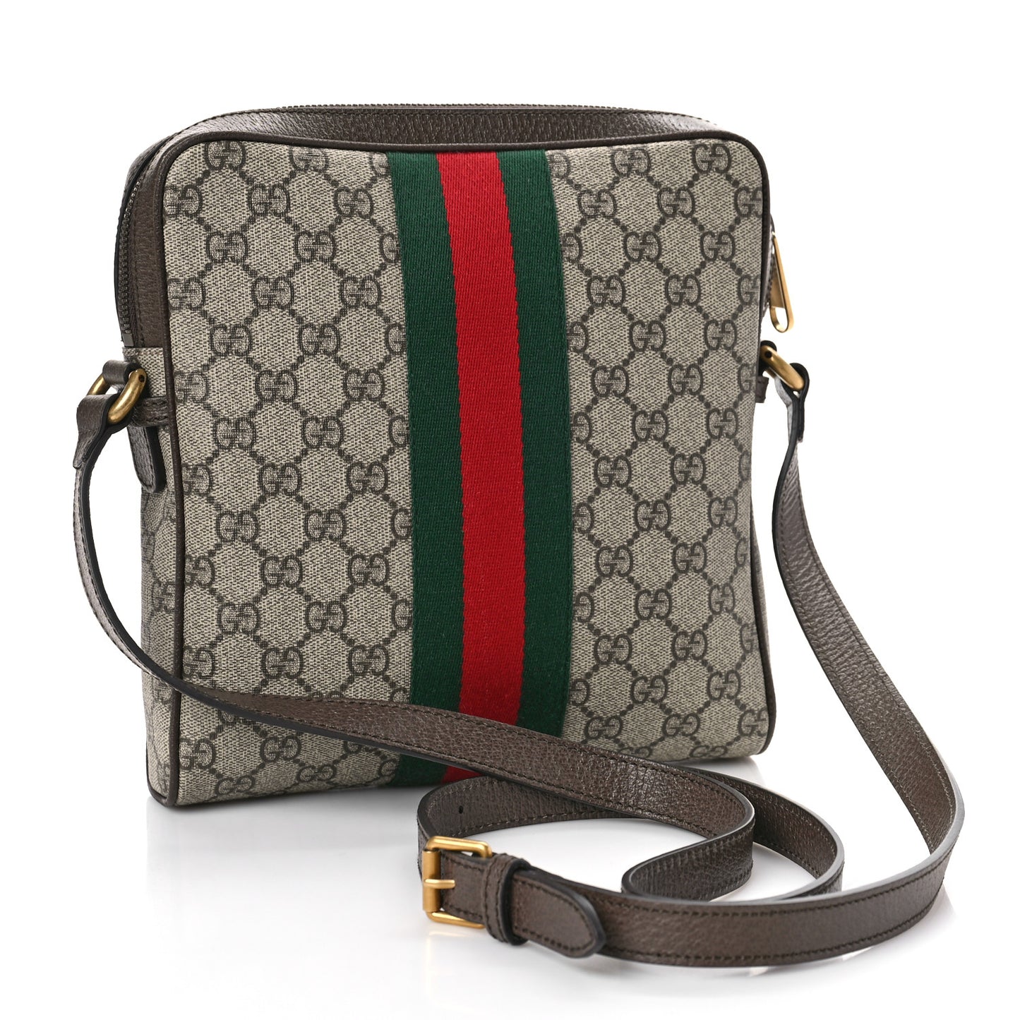 GG Supreme Monogram Web Small Ophidia Messenger Bag Brown