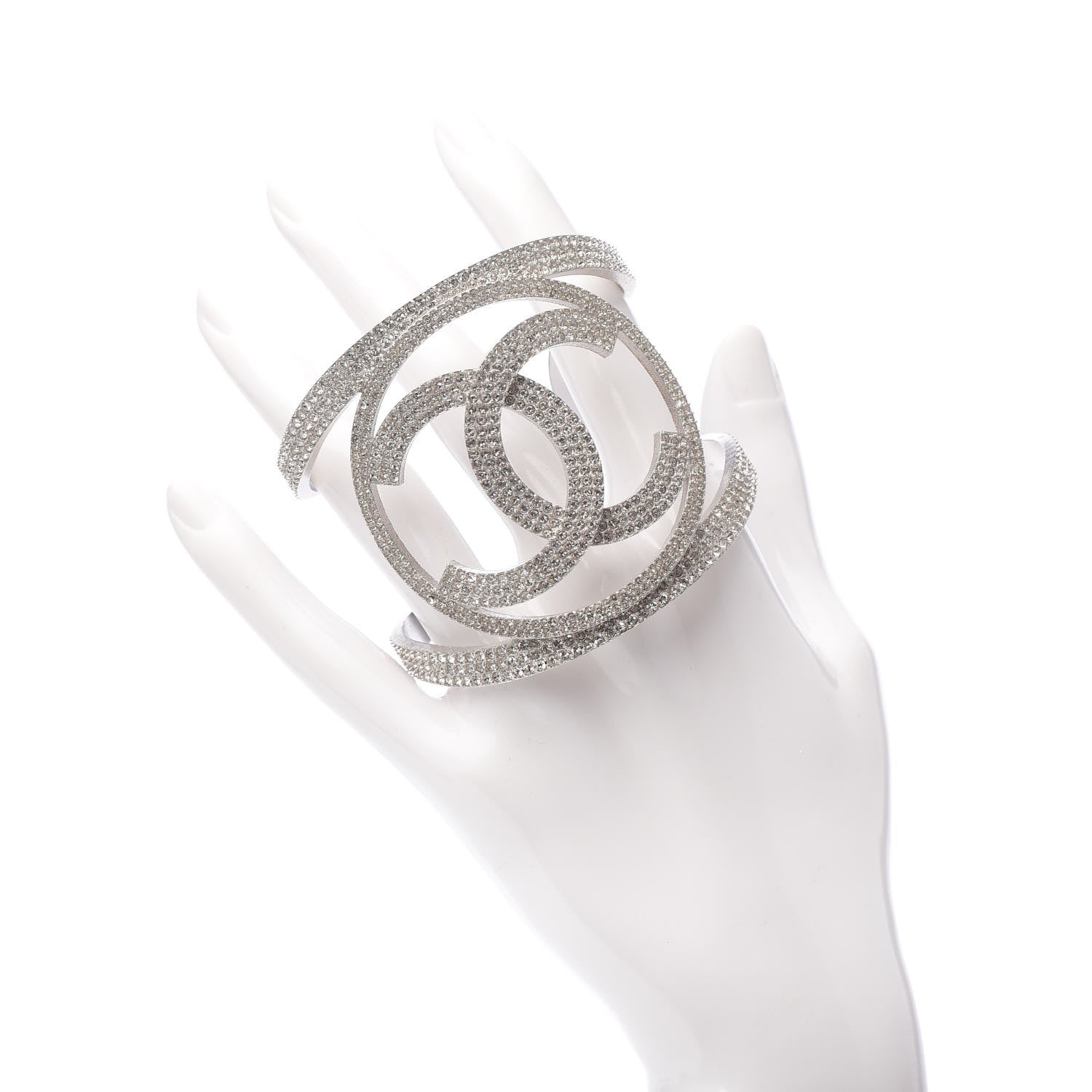 Chanel Crystal CC Cuff Silver 2 of 5