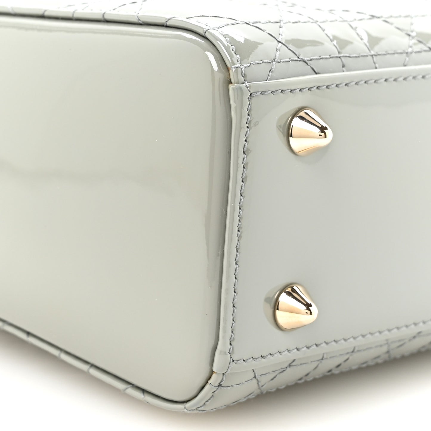 Patent Cannage Small Lady Dior Grey
