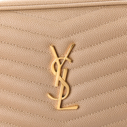 Saint Laurent Grain De Poudre Matelasse Monogram Mini Lou Camera Bag Dark Latte 7 of 9