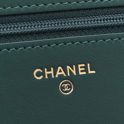 Chanel Calfskin Quilted Perfect FIt Wallet On Chain WOC Green 6 of 12