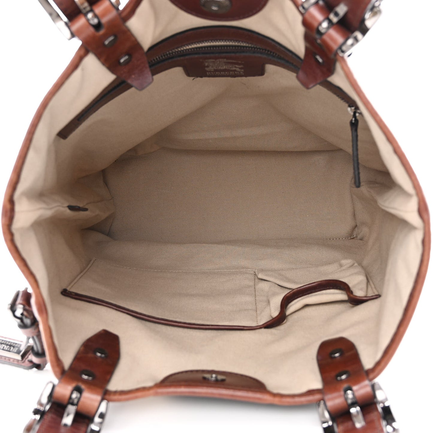 Canvas Mega Check Print Tote Beige