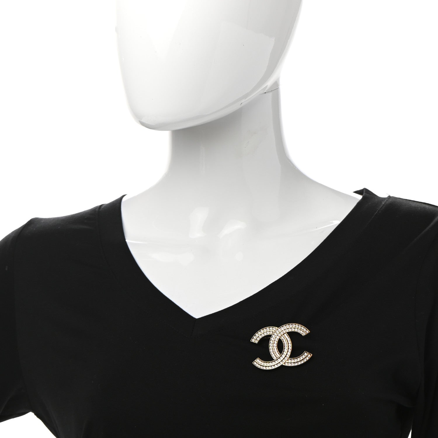 Chanel Crystal CC Brooch Gold 2 of 5