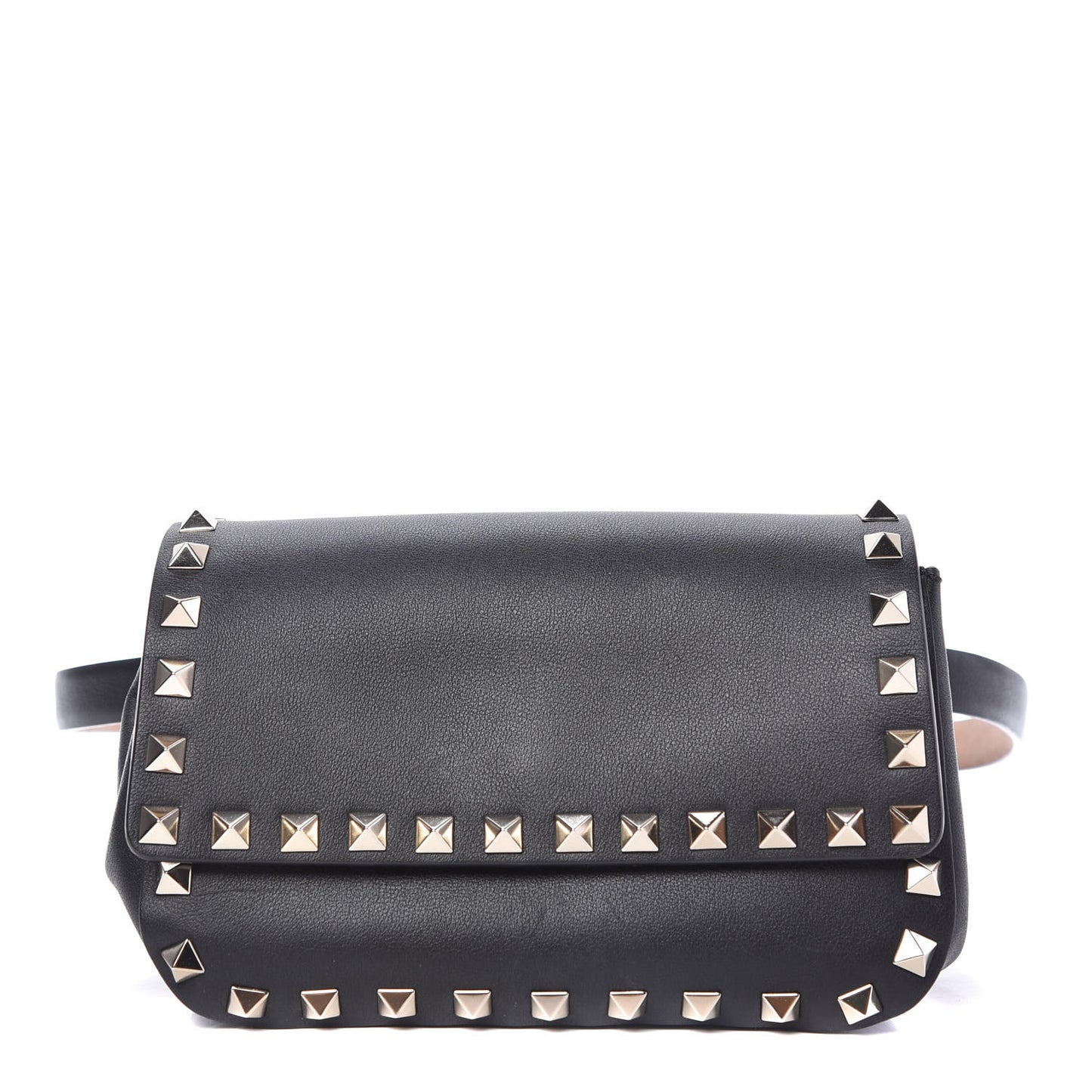 Calfskin Rockstud Belt Bag Black