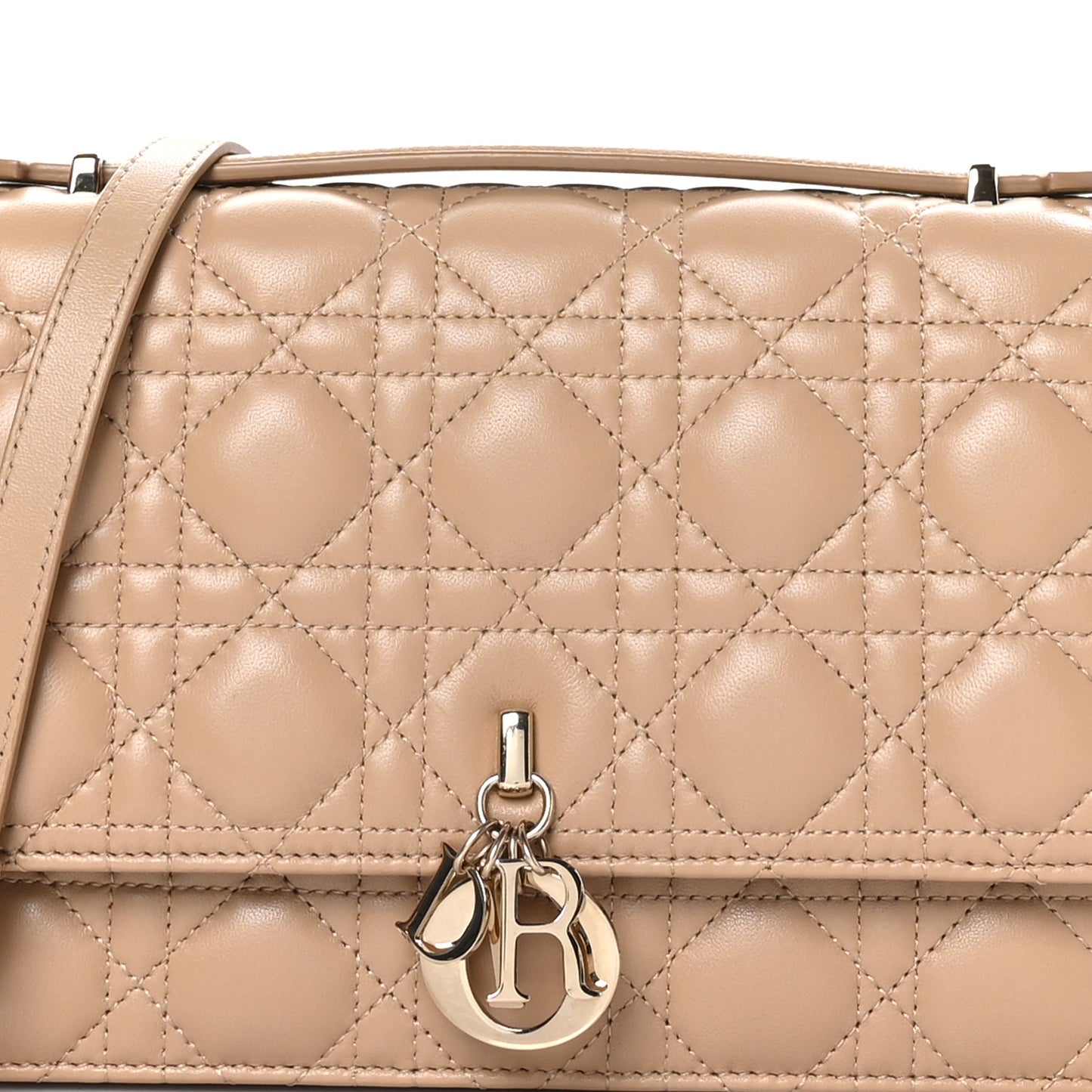 Lambskin Cannage My Dior Top Handle Bag Beige