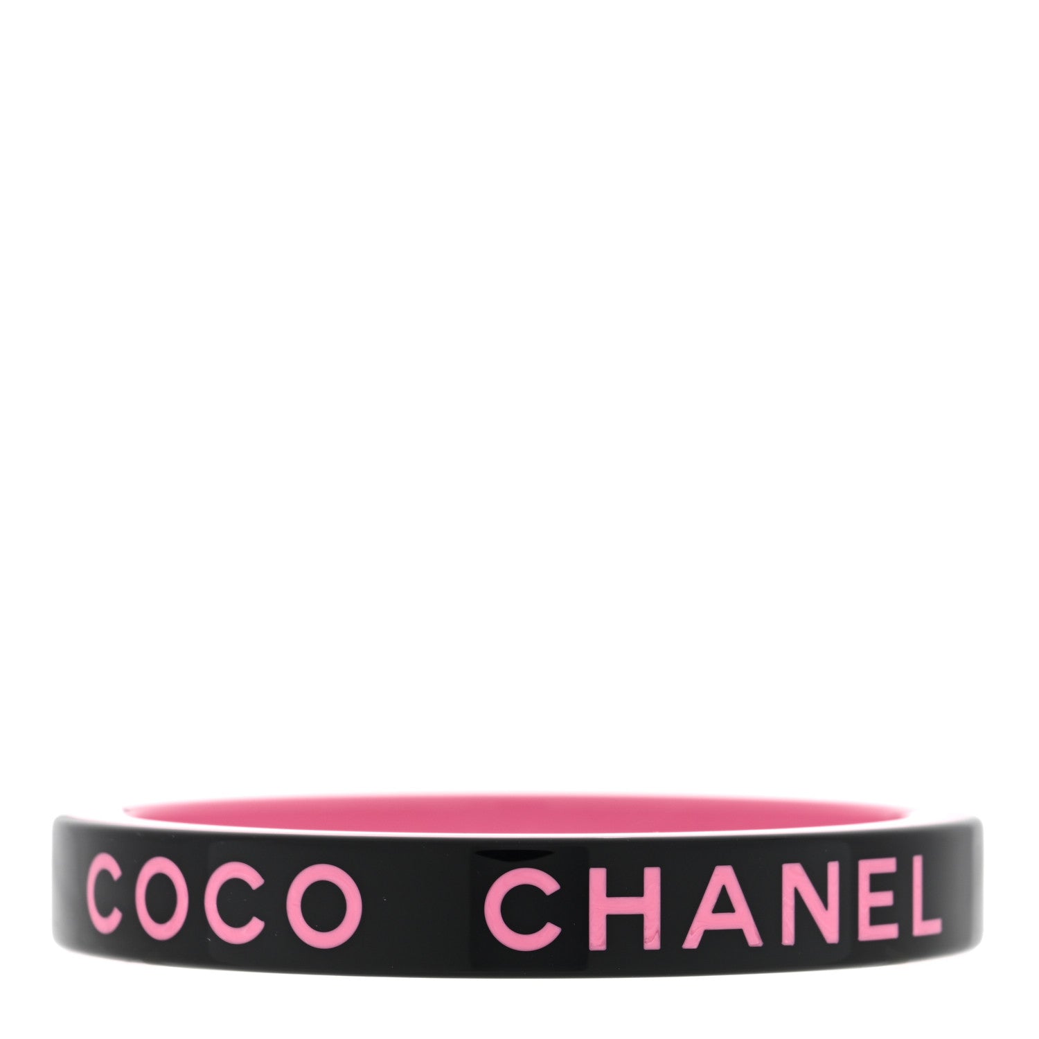 Chanel Resin Logo Bangle Bracelet Pink Black 1 of 3