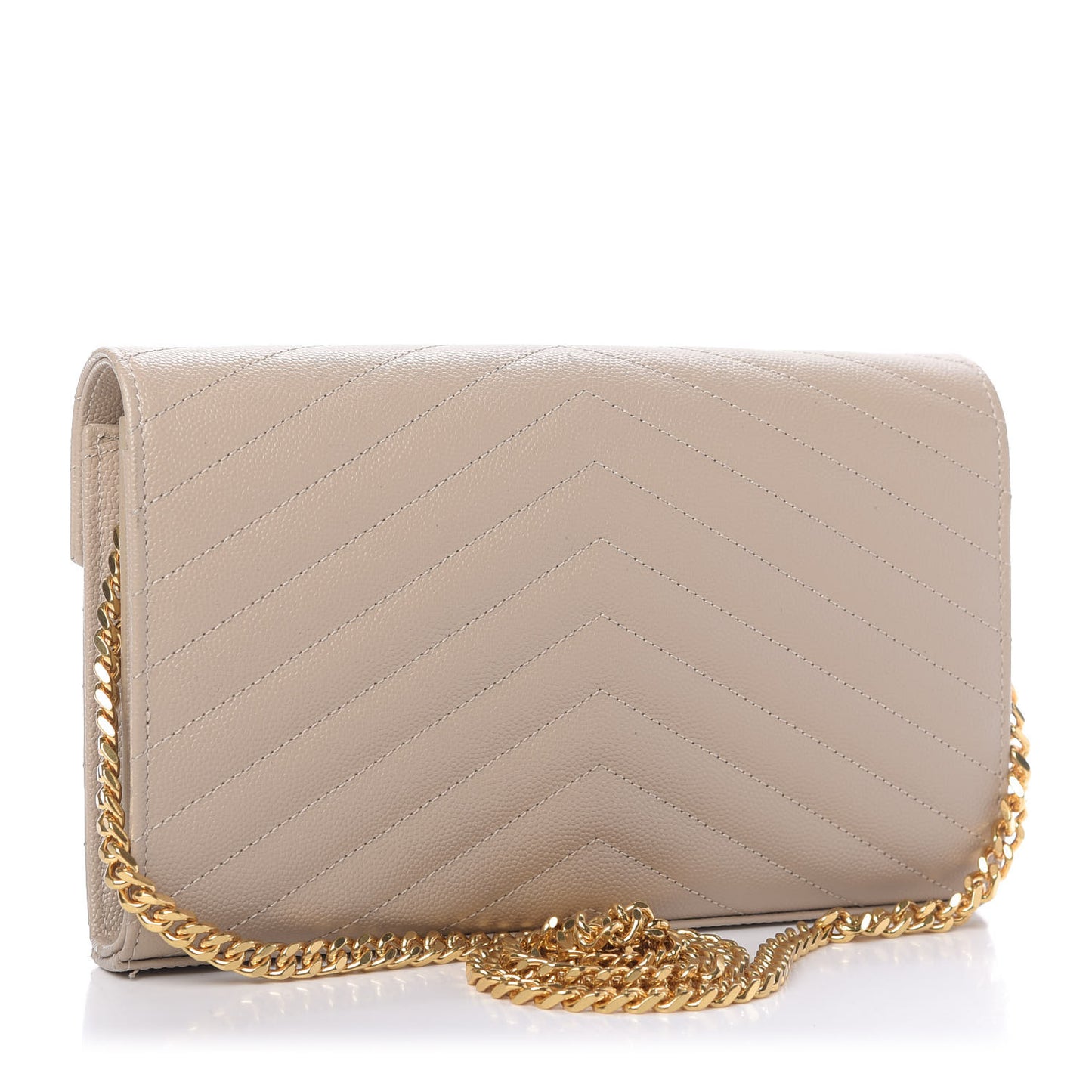 Grain De Poudre Matelasse Chevron Monogram Chain Wallet Nude Powder