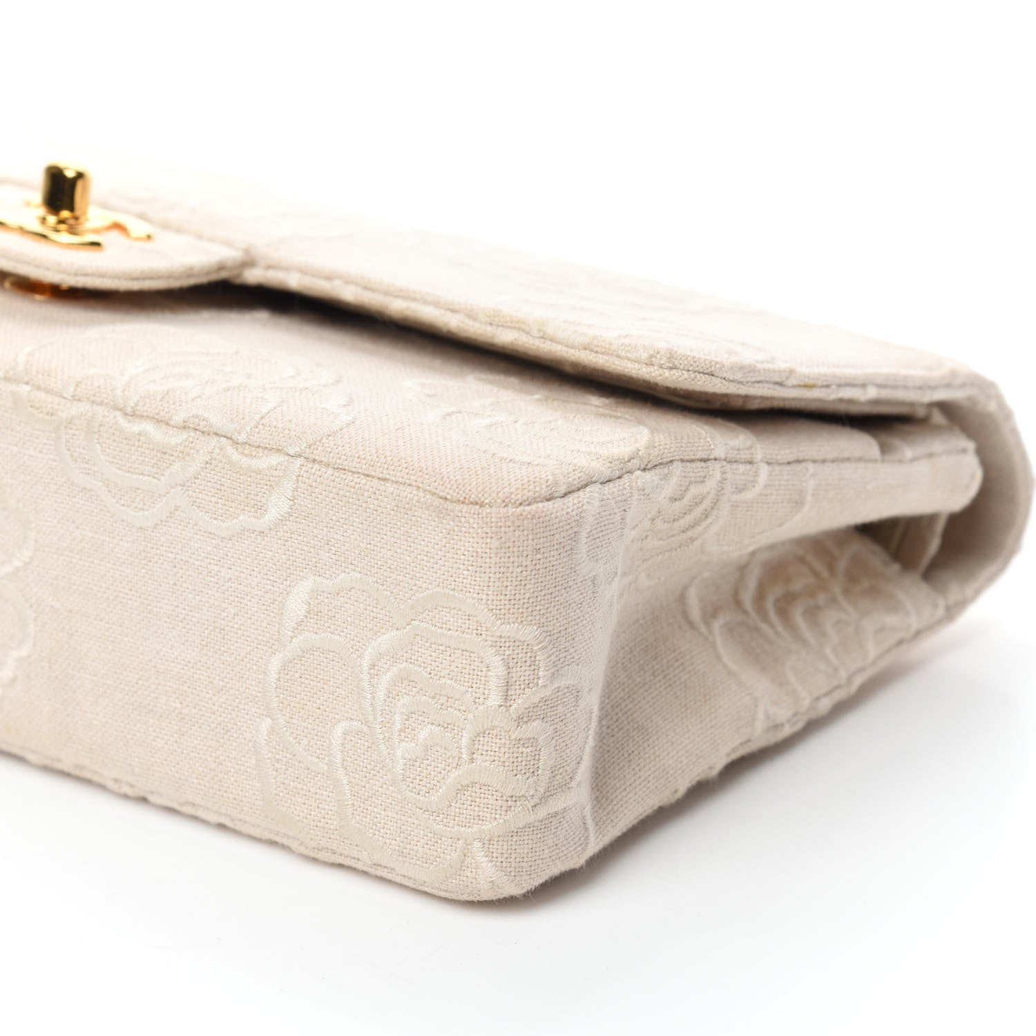 Chanel Canvas Camellia Embroidered Medium Double Flap Ivory 8 of 13