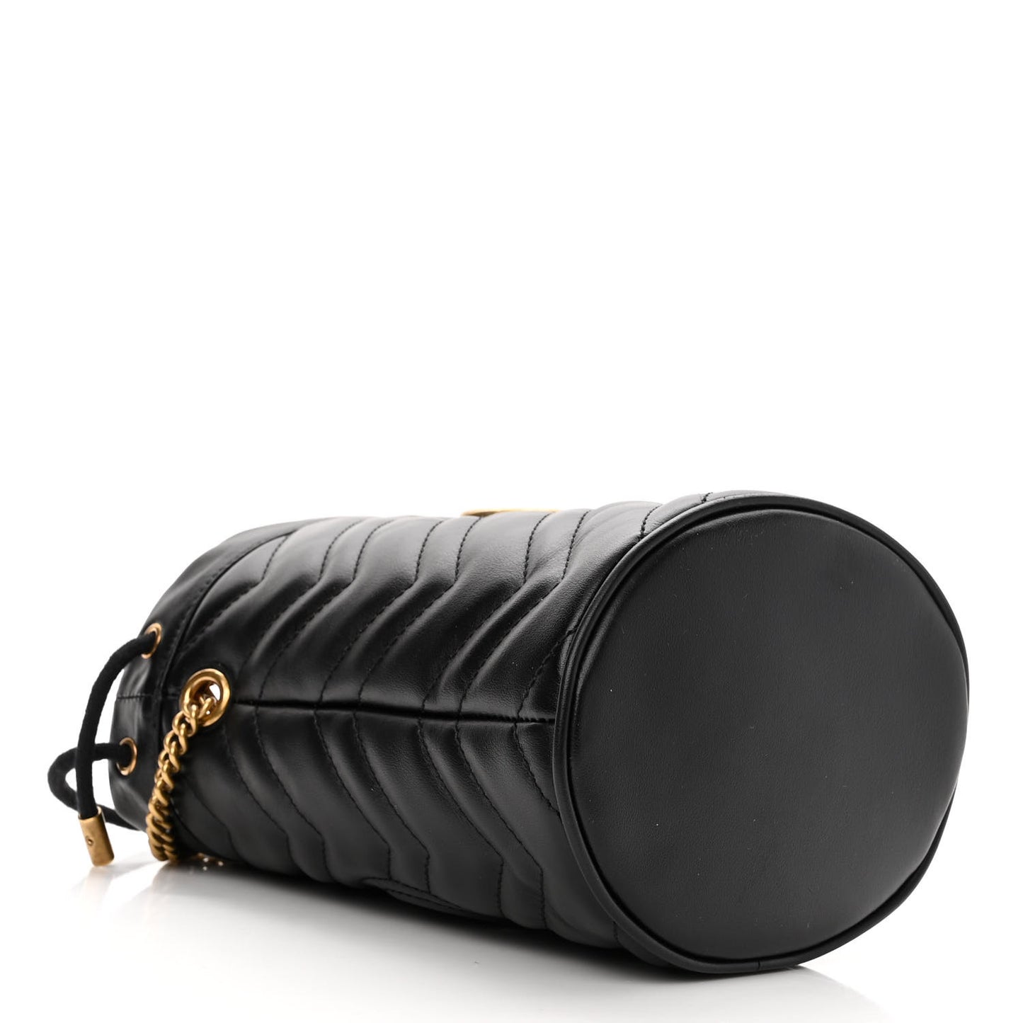 Calfskin Matelasse Mini GG Marmont 2.0 Bucket Bag Black