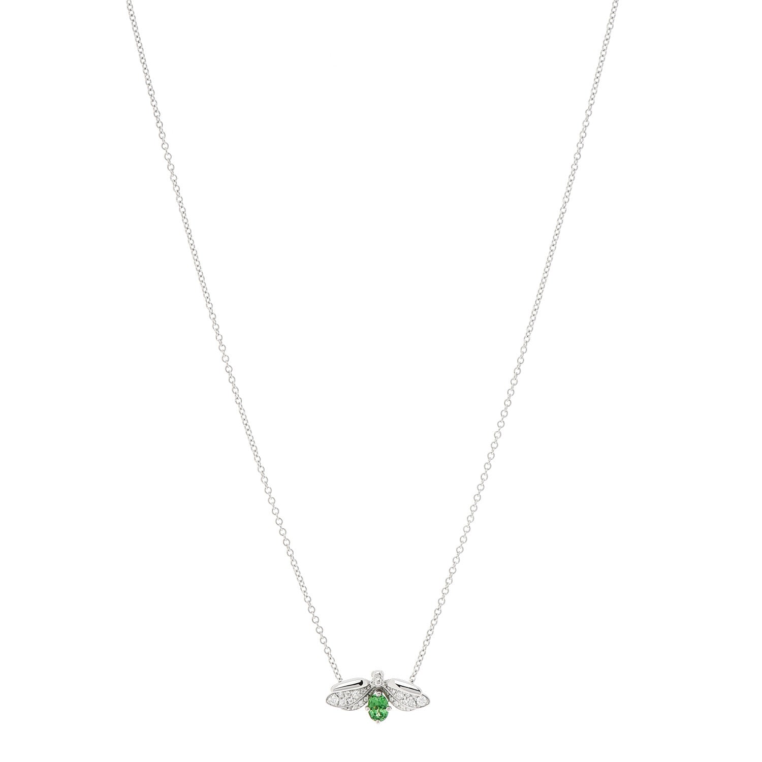 Tiffany Platinum Diamond Tsavorite Paper Flowers Firefly Pendant Necklace 1 of 6