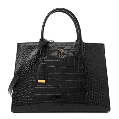 Burberry Crocodile Embossed Calfskin Small Frances Tote Black 1 of 10