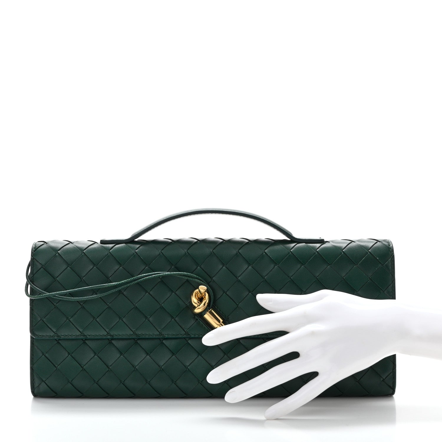 Bottega Veneta Nappa Intrecciato Long Andiamo Top Handle Clutch Emerald Green 2 of 7