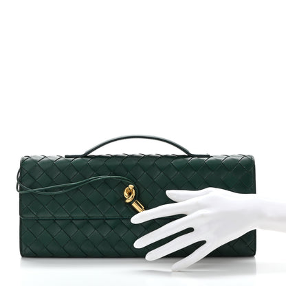 Bottega Veneta Nappa Intrecciato Long Andiamo Top Handle Clutch Emerald Green 2 of 7