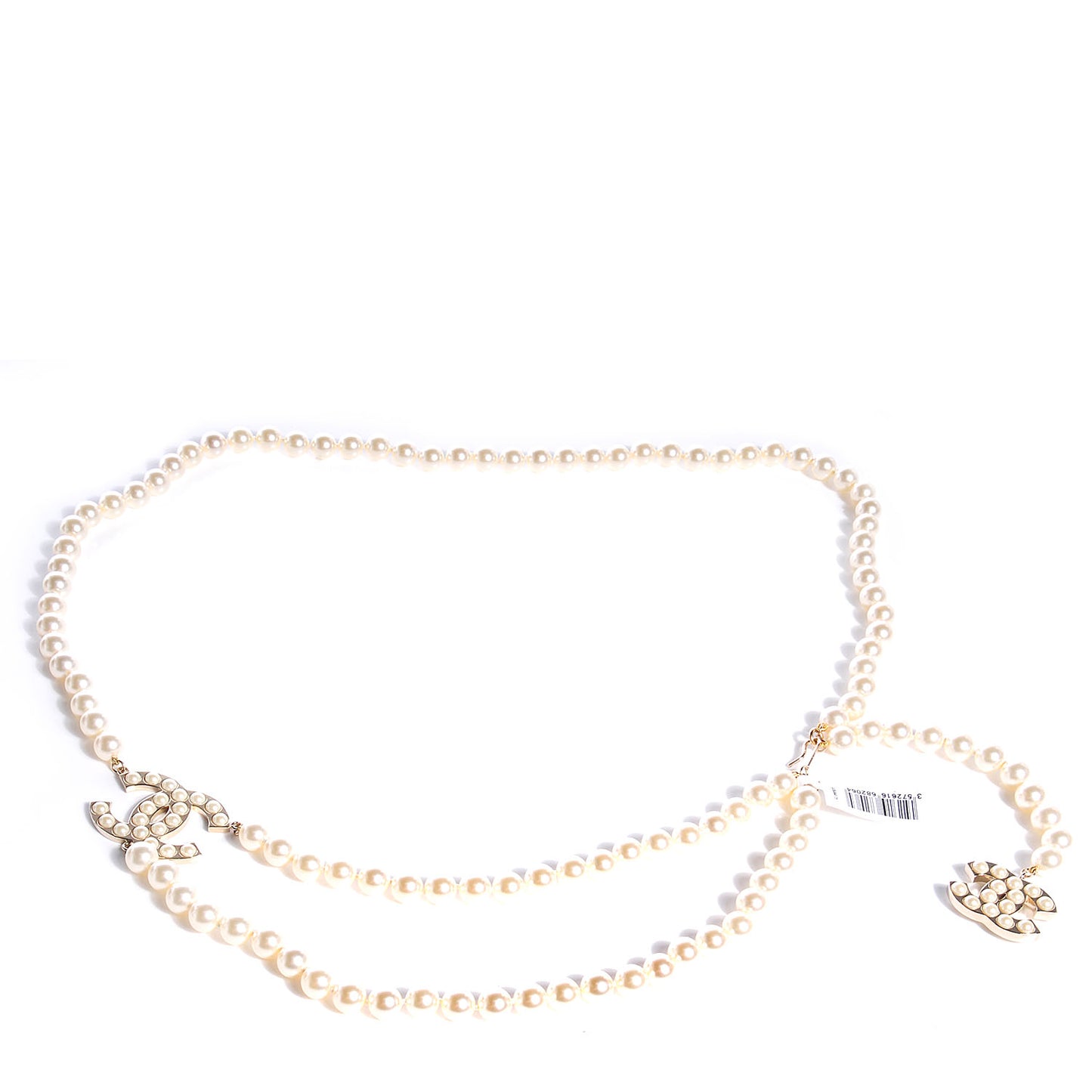 Pearl CC Necklace Belt Light Gold