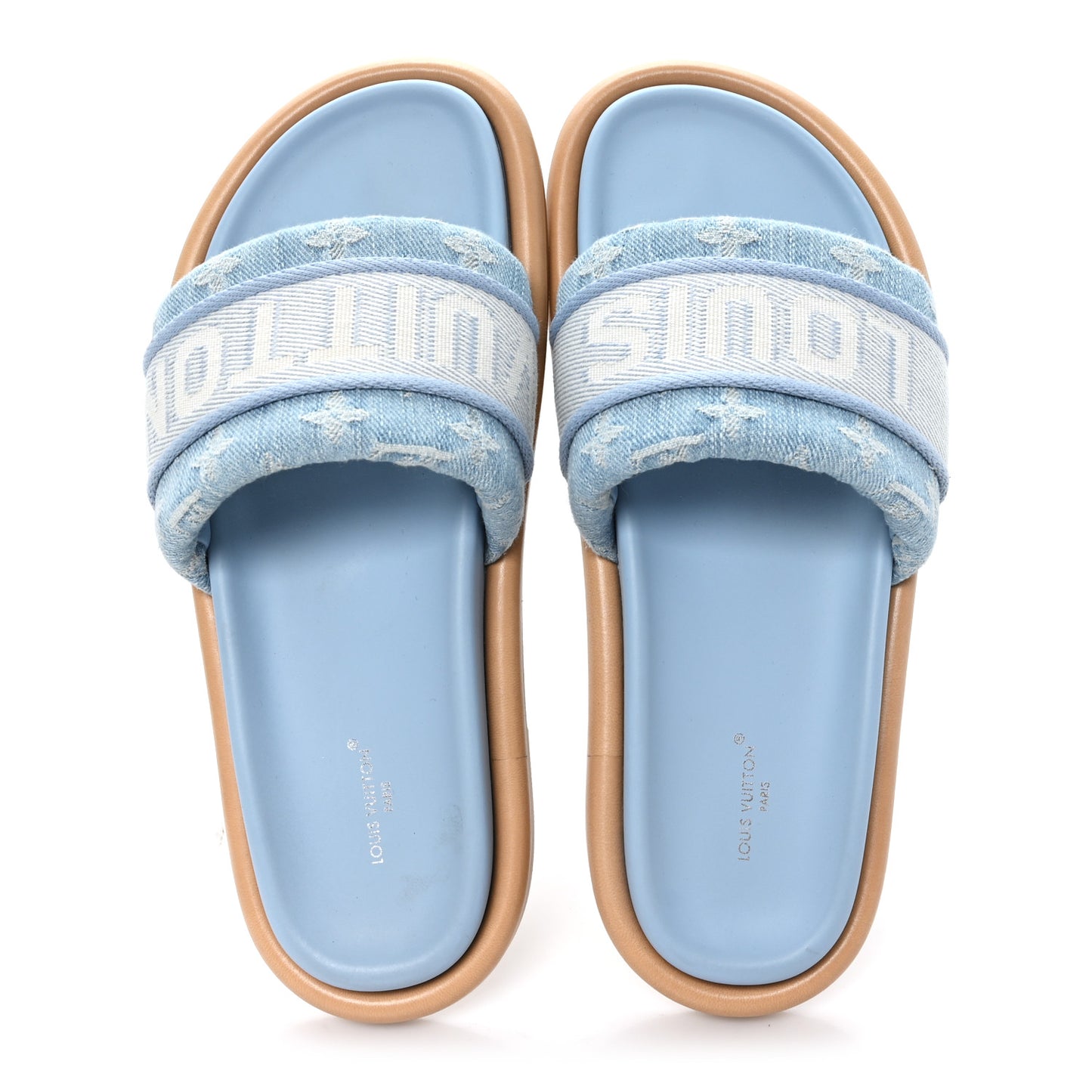 Monogram Denim LV Bliss Womens Comfort Mules 39 Turquoise