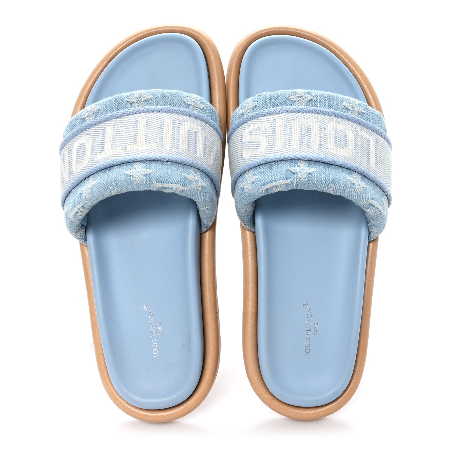 Louis Vuitton Monogram Denim LV Bliss Womens Comfort Mules 39 Turquoise 2 of 9