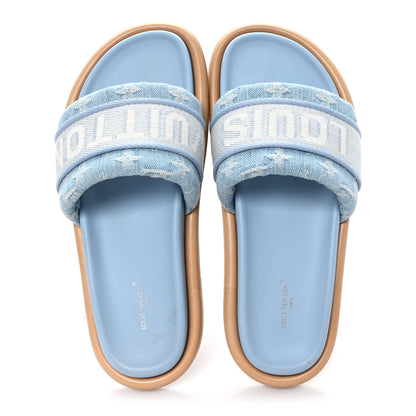 Louis Vuitton Monogram Denim LV Bliss Womens Comfort Mules 39 Turquoise 2 of 9