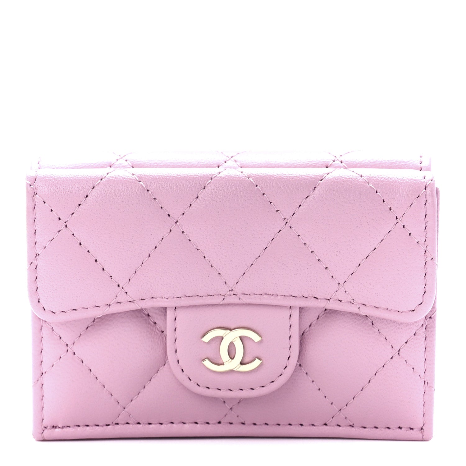Chanel Lambskin Quilted Double Flap Wallet Light Pink 1 of 14