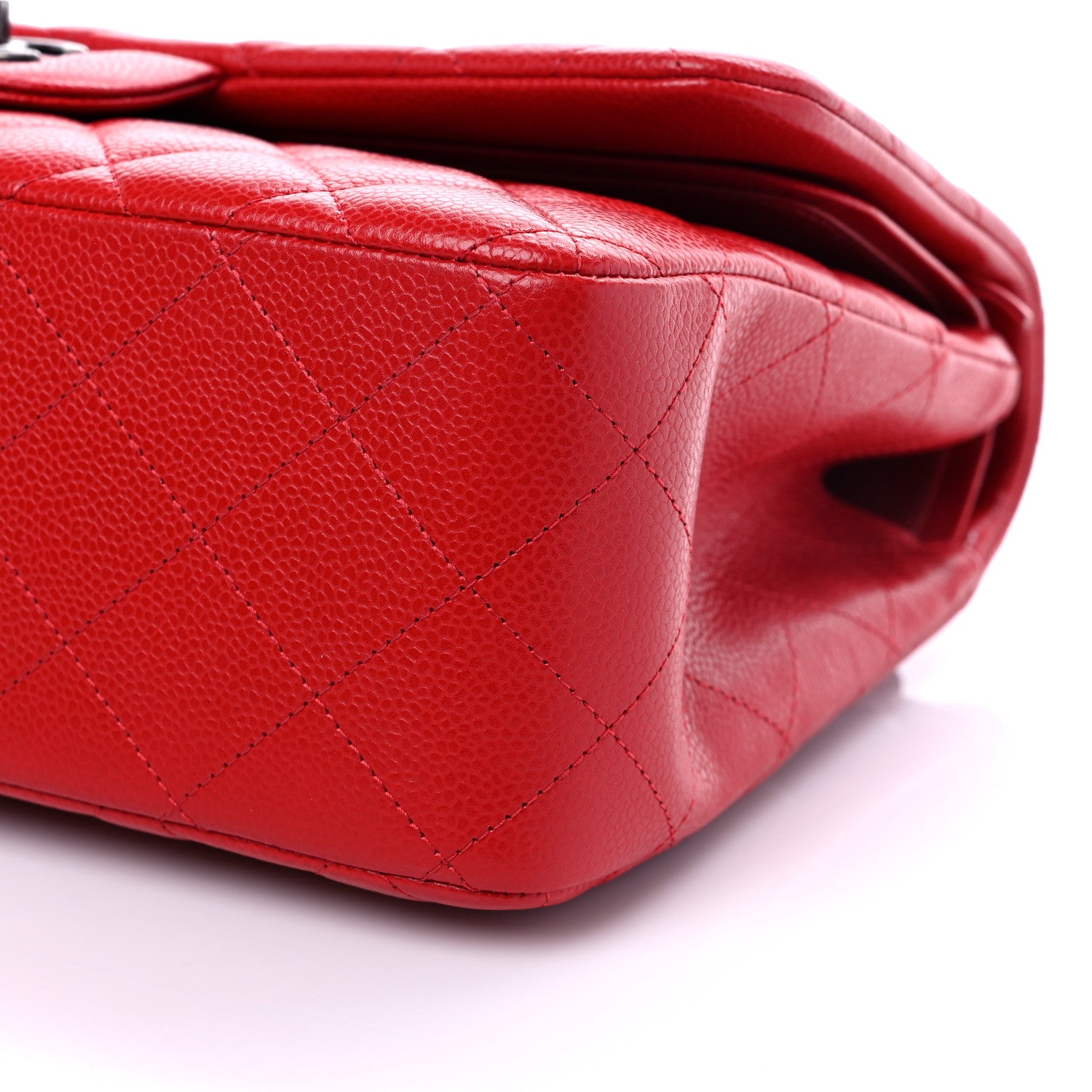 Chanel Caviar Quilted Jumbo Double Flap Red 9 of 12