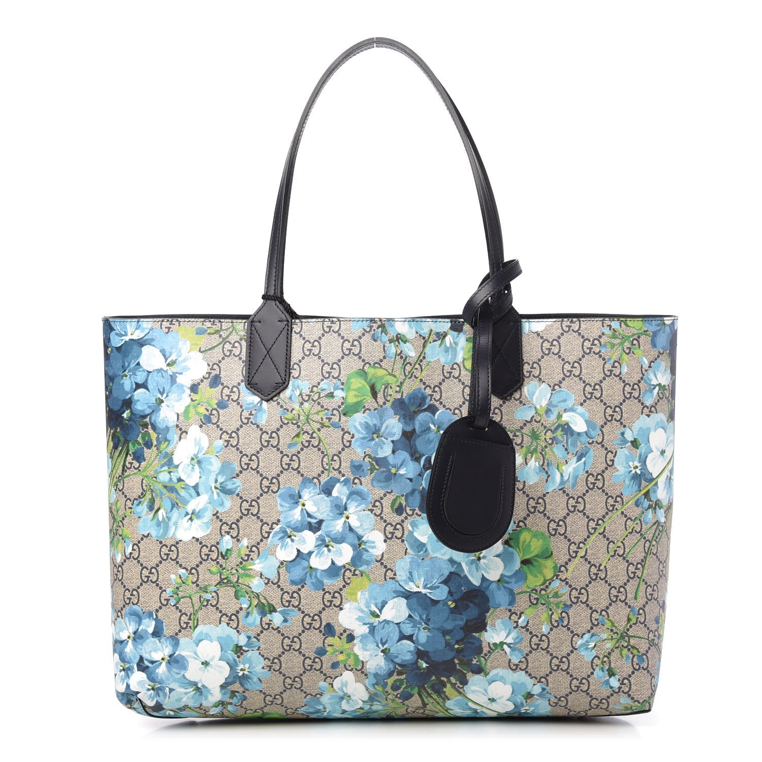 Gucci GG Supreme Monogram Blooms Medium Reversible Tote Beige Blue Navy 1 of 11