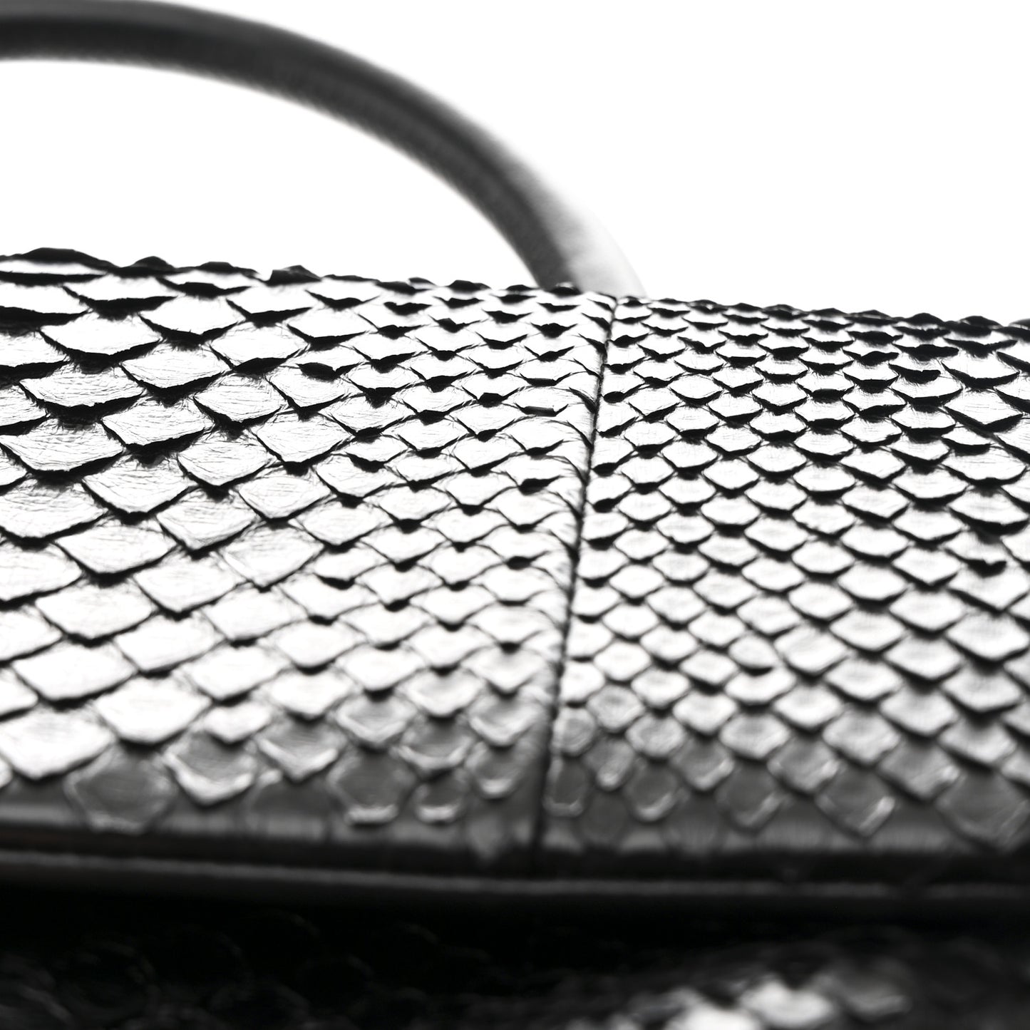Snakeskin Small Coco Handle Flap Black