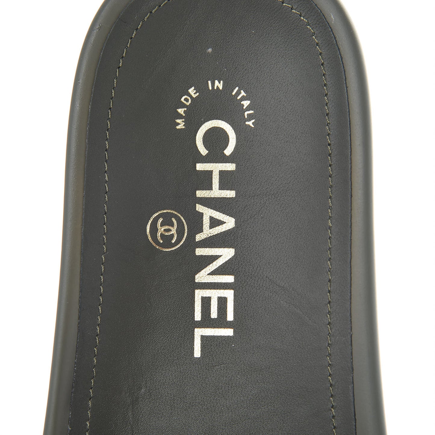 Canvas Chain Flat Sandals 37 Khaki