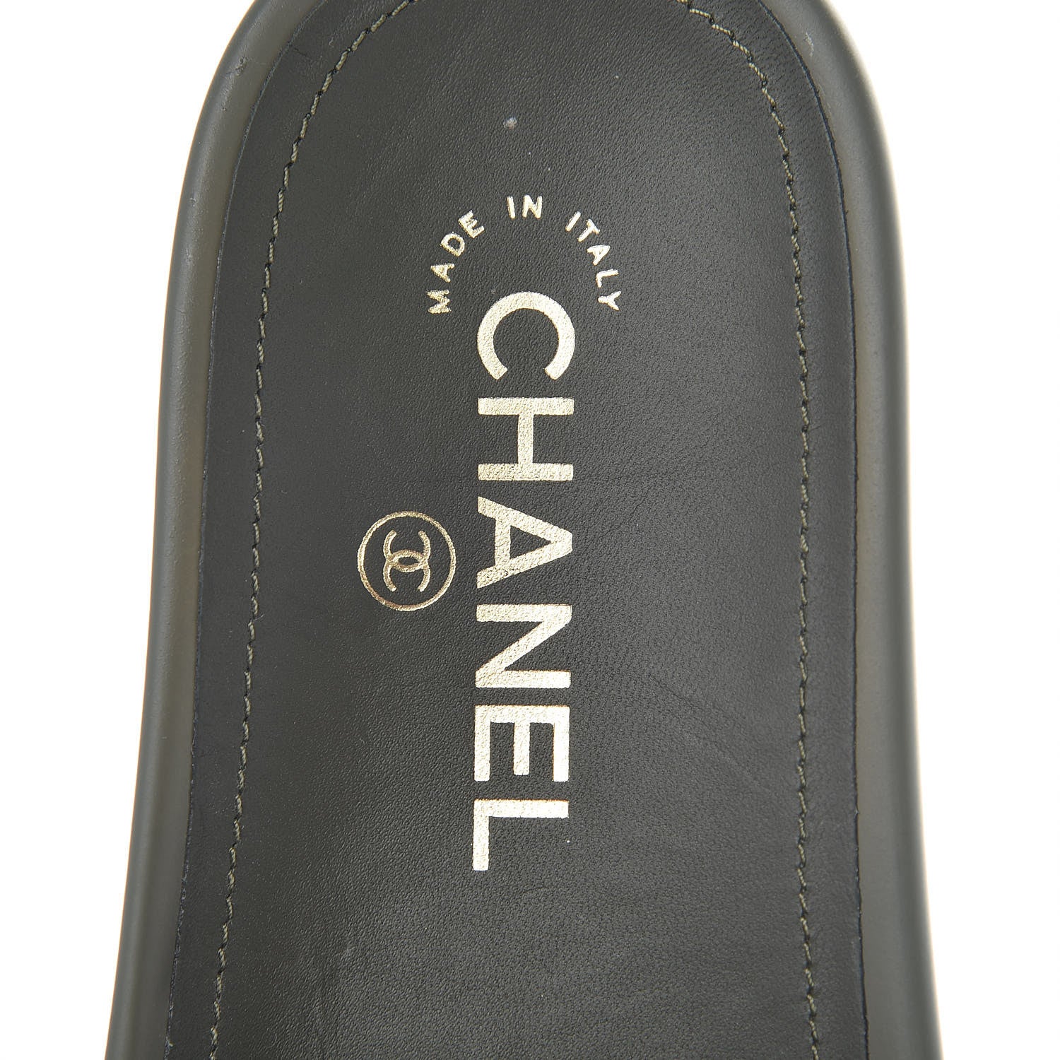 Chanel Canvas Chain Flat Sandals 37 Khaki 8 of 9