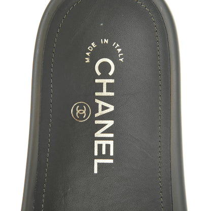 Chanel Canvas Chain Flat Sandals 37 Khaki 8 of 9