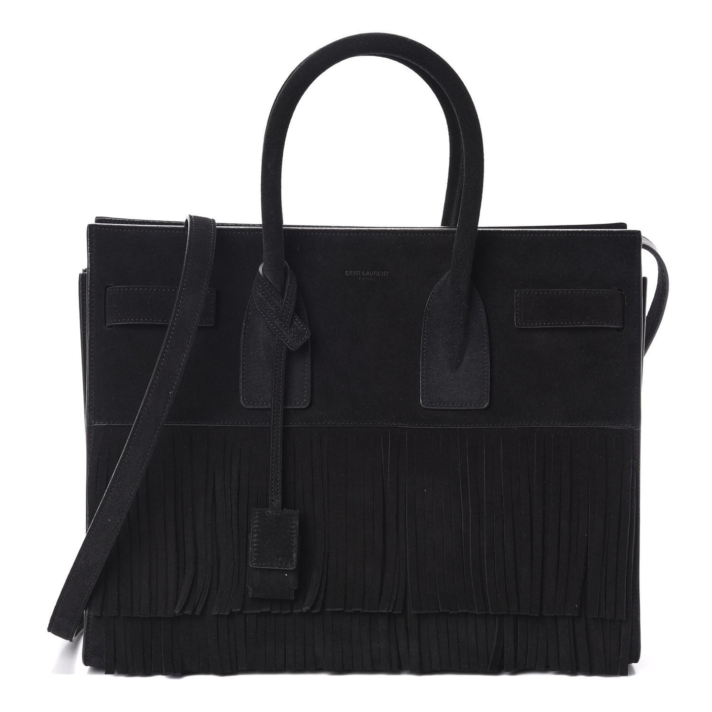 Suede Fringe Small Sac De Jour Black