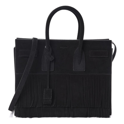 Saint Laurent Suede Fringe Small Sac De Jour Black 1 of 9
