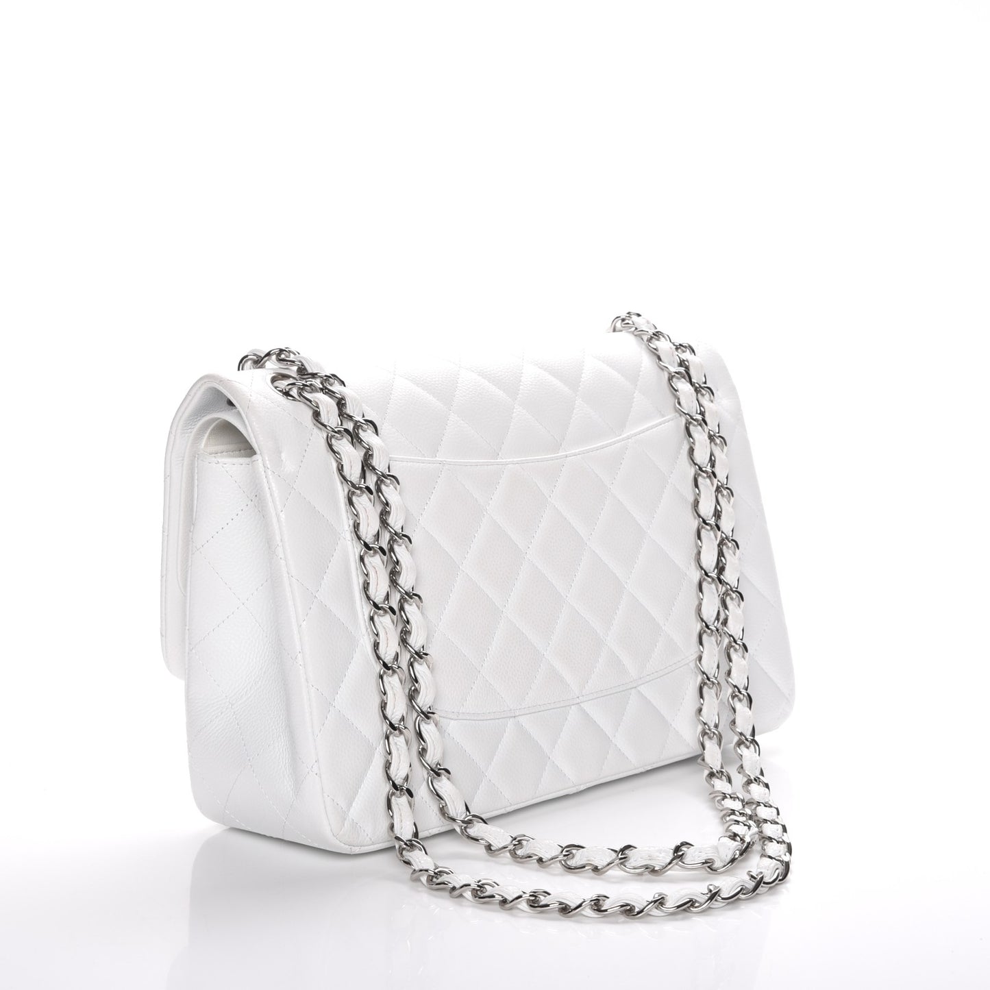 Caviar Quilted Jumbo Double Flap White