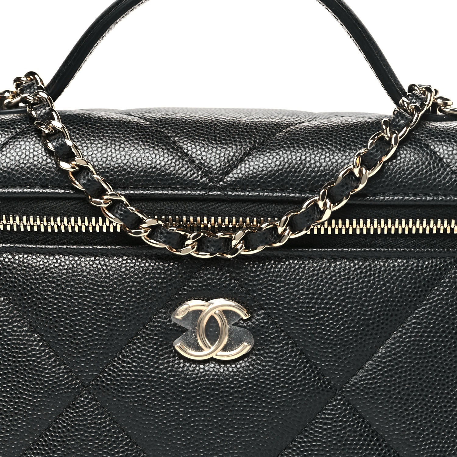 Chanel Caviar Quilted Top Handle Slim Vanity With Chain Black 8 of 11
