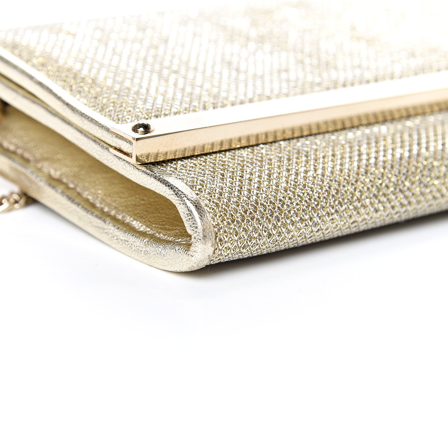 Jimmy Choo Glitter Fabric Milla Chain Wallet Champagne 8 of 9